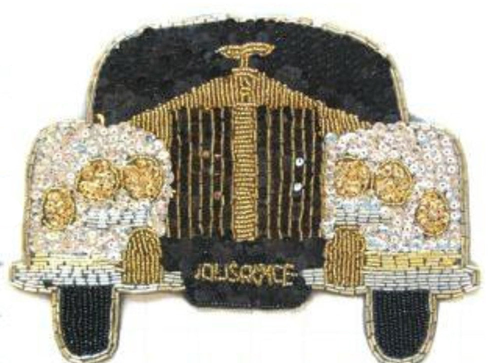 Rolls-Royce Auto Silver Gold Black Sequins and Beads 6.5