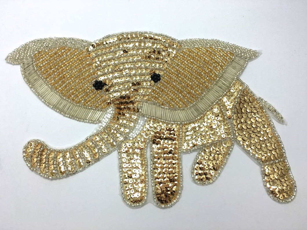 Elephant with Gold and Silver Sequins and Beads 7.5