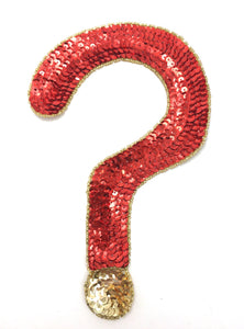 Question Mark Red Sequins Gold Trim 8" x 5"
