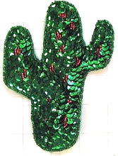 Load image into Gallery viewer, Cactus with Green and Red Sequins and Beads 6.5&quot; x 5&quot;