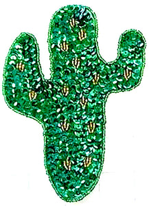 Cactus with Green and Gold Sequins 5.75" x 4.25"