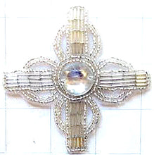 Load image into Gallery viewer, Designer Motif with Silver Beads and Acrylic Center Stone 3.25&quot;