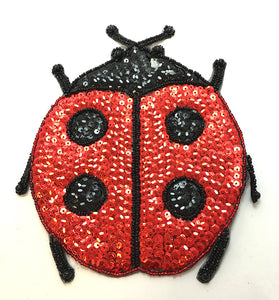 5 PACK Ladybug with Red Belly and Black Spots 7.5" x 6" - Sequinappliques.com