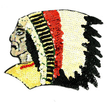 Load image into Gallery viewer, Choice of color Native American Chief Sequin Beaded 7.5&quot; x 8&quot;