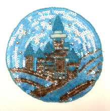 Load image into Gallery viewer, Starry Sky w/Castle. Blue and Bronze Sequins and Beads 7.75&quot;