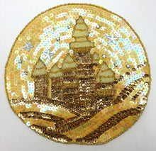 Load image into Gallery viewer, Starry Sky w/Castle. Yellow and Gold Sequins and Beads 7.75&quot;