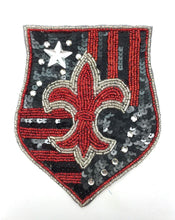 Load image into Gallery viewer, Fleur de Lis Crest with Red Beads 4.5&quot; x 6&quot;