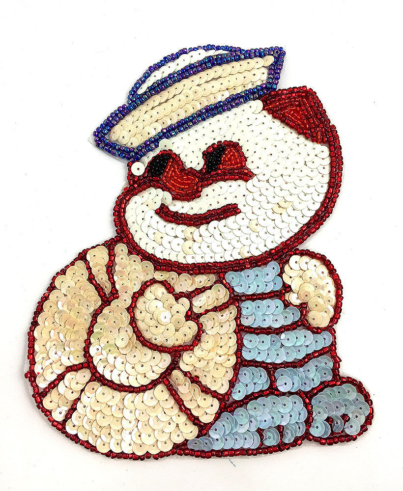 Vintage Cartoon Style Sailor Boy, Sequin Beaded 7.5" x 6"