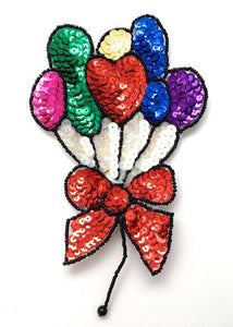 Balloons with Multi-Colored Sequins and Beads 7" x 4.5" - Sequinappliques.com