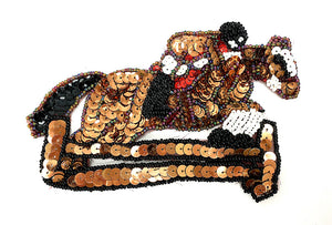 Horse Jumping in Competition, Sequins and Beads 6" x 4"