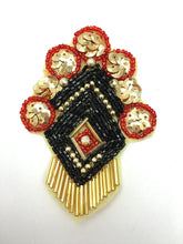 Load image into Gallery viewer, Designer Crest Motif Sequin Beaded with AB Rhinestone 3.5&quot; x 2.5&quot;