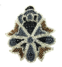 Load image into Gallery viewer, Crest with Grey and Silver and Bronze Beads 3&quot; x 3&quot;