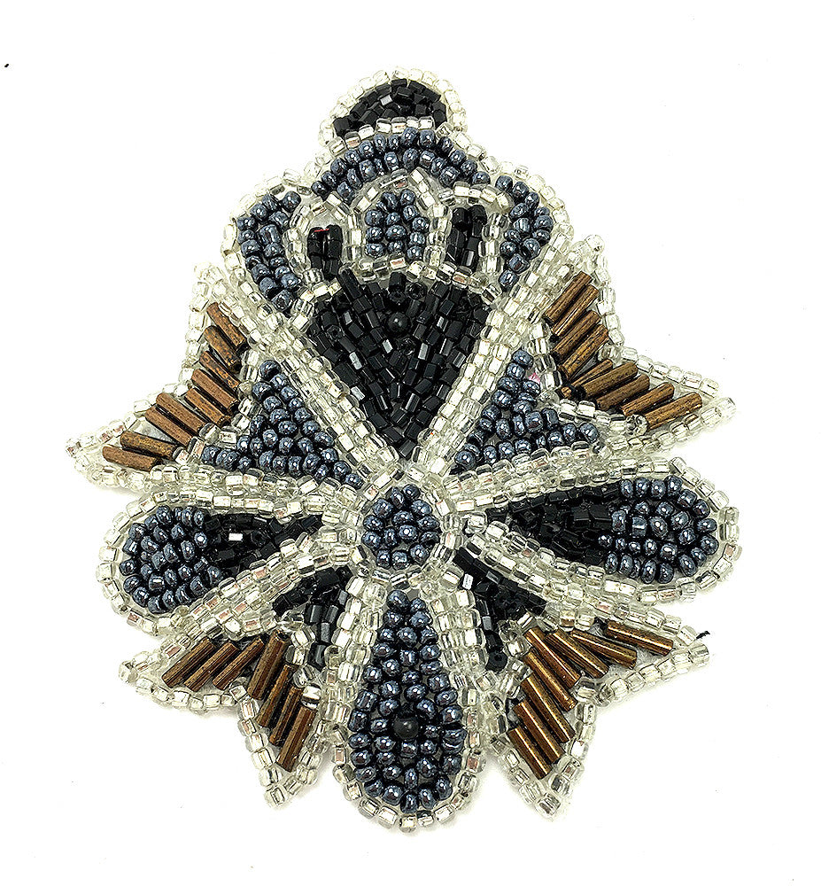 Crest with Grey and Silver and Bronze Beads 3