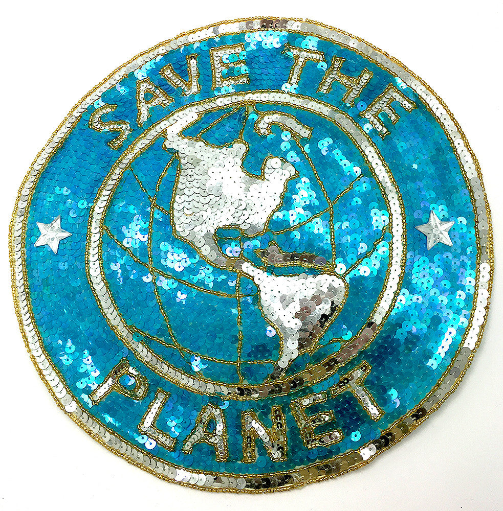 Save the Planet with Turquoise and Gold Sequins and Beads 11