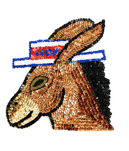 Donkey with Voters Hat Sequin Beaded 8" x 7.5"