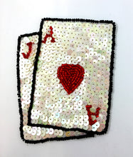 Load image into Gallery viewer, Choice of Suit Playing Card, White Sequins, Black/Red Beads 4&quot; x 3&quot;