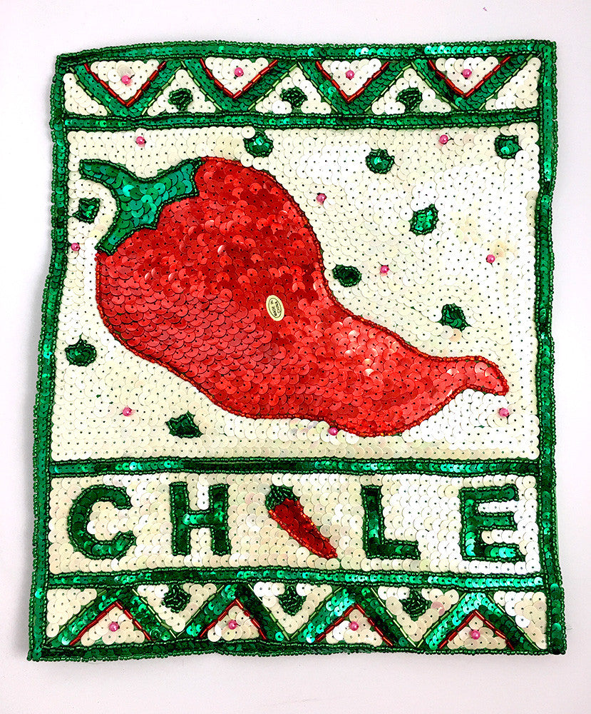 10 PACK Chile Pepper Poster with White Green Red Sequins and Beads 12