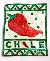 Chile Pepper Poster with White Green Red Sequins and Beads 12
