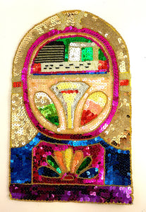 Jukebox with Multi-Colored Sequins and Beads 13" x 8"