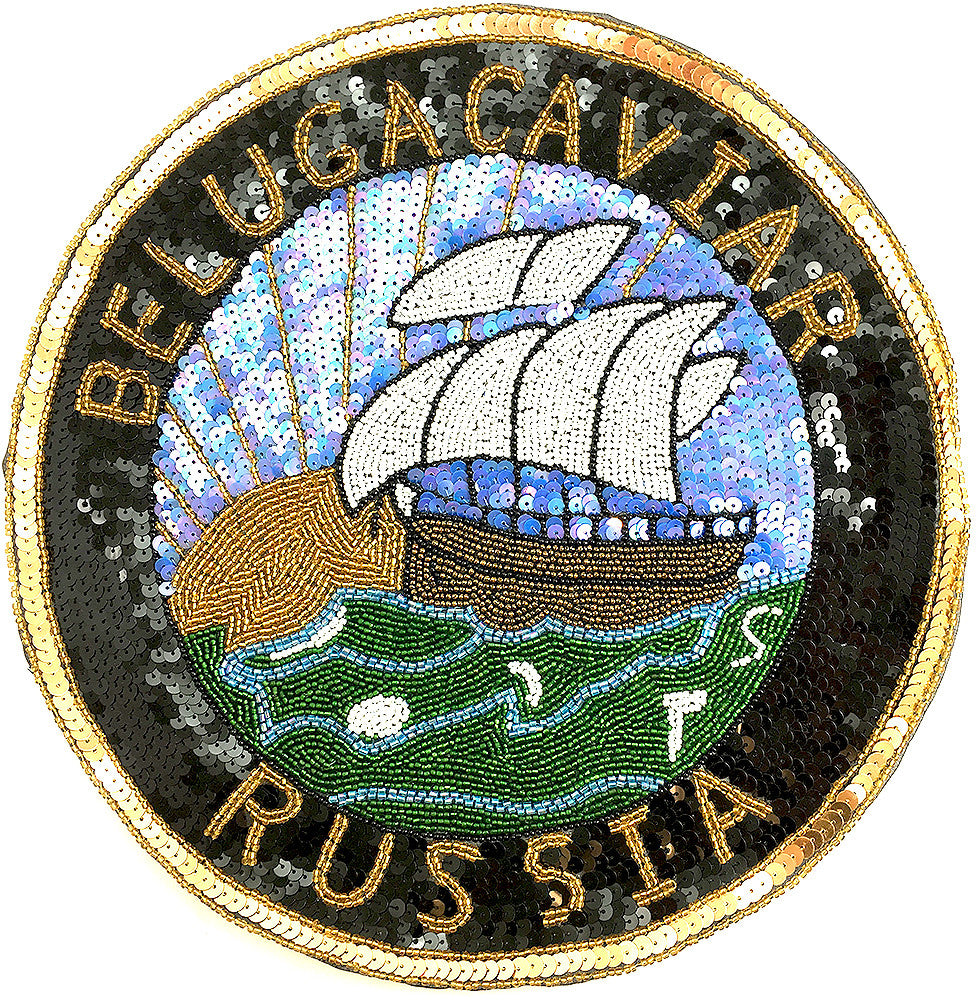 Sailboat and Beluga Caviar Russia Words Applique 11