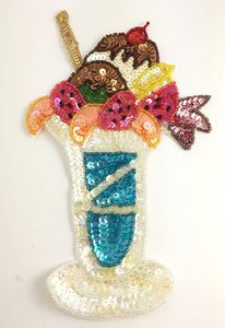Ice Cream Soda with MultiColored Sequins and Beads 8.25" x 5.25"