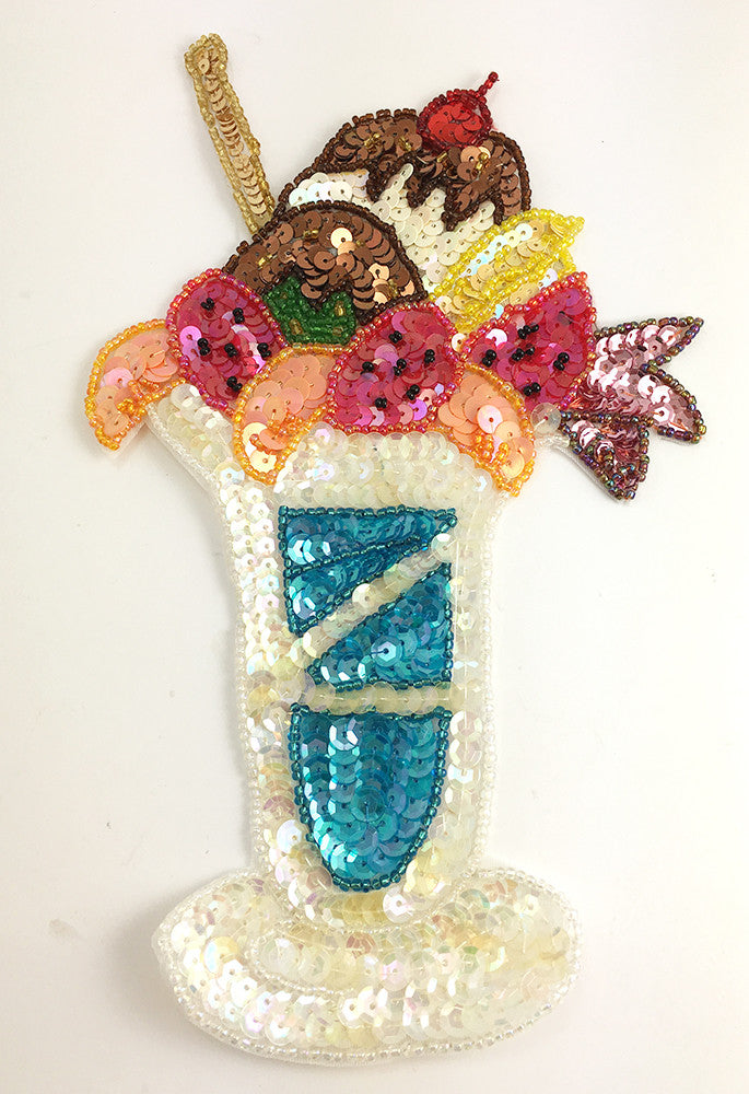 Ice Cream Soda with MultiColored Sequins and Beads 8.25