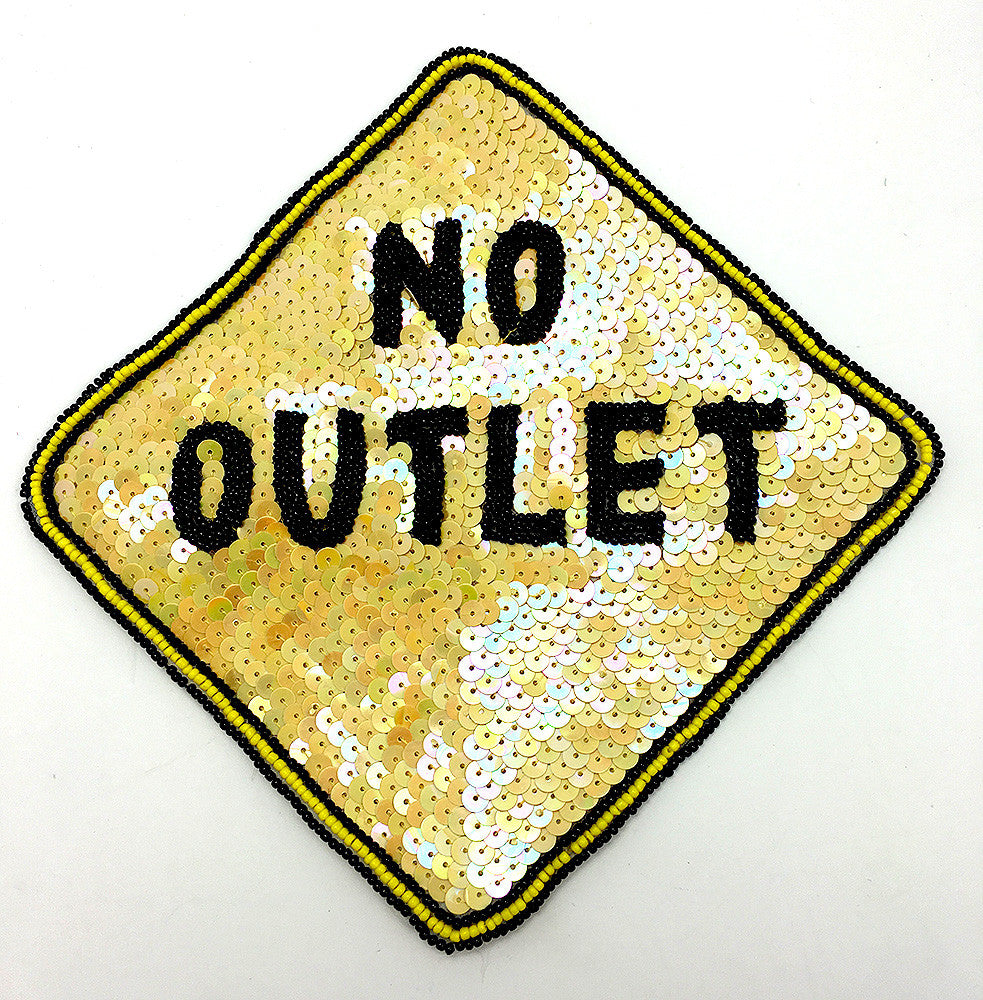 No Outlet Street Sign, Sequin Beaded 7.75