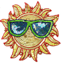 Load image into Gallery viewer, Sun with Glasses Multi-Colored Sequins and Beads 10&quot;