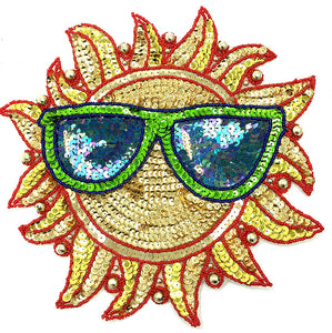 Sun with Glasses Multi-Colored Sequins and Beads 10"