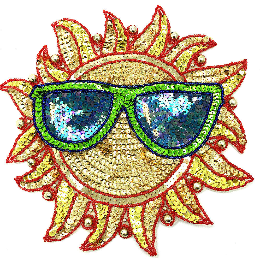 Sun with Glasses Multi-Colored Sequins and Beads 10
