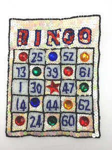 Bingo Card with Multi-Colored Sequins and Beads Hidden 7.5" x 5.75"