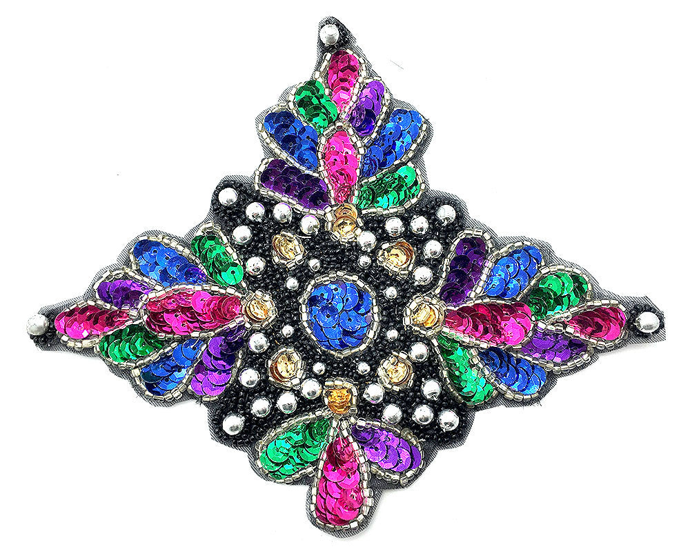 Designer Motif Leaf and Beads Appliqué with Multi-Colored Sequins 6
