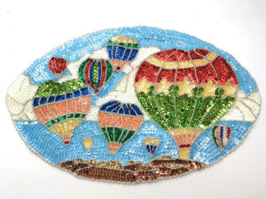 Hot Air Balloon Scene with Multi-Colored Sequins and Beads 8.5" x 13"