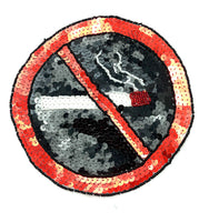 No Smoking Sign Patch, Sequin Beaded 7