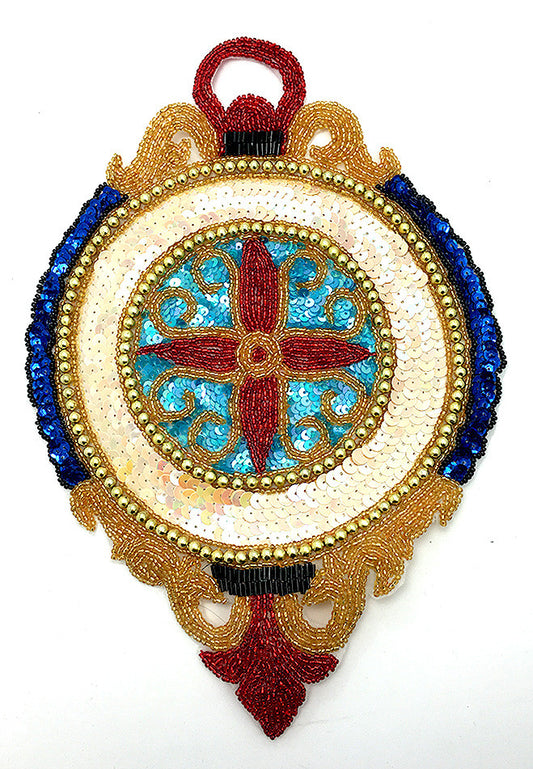 Clock Appliqué with Multi-Colored Sequins and Beads 11" x 7.5"