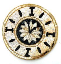 Load image into Gallery viewer, Clock, Black and Gold Sequin Beaded 7.5&quot;