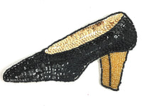 Shoe with Black and Gold Sequins and Beads 3.5