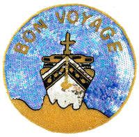 Bon Voyage with Ship Sequin Beaded Blue/Gold and 11