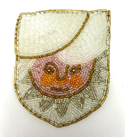 Vintage Crest with Sun and Clouds, All Beaded Patch 4.75" x 4.75"