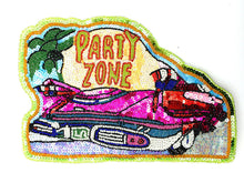 Load image into Gallery viewer, &quot;Party Zone&quot; Word over Car Multi-Colored Sequins and Beads 8&quot; x 11&quot;