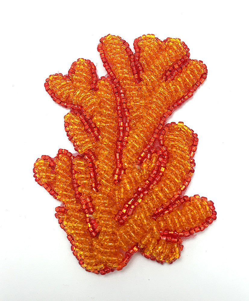 Coral Seaweed with Orange Beads 3.5" x 2"