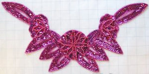 Flower Neckline with Fuchsia Sequins and Beads 16" x 8"