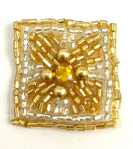 Designer Motif Jewel with Gold Beads and Rhinestone 1.25"
