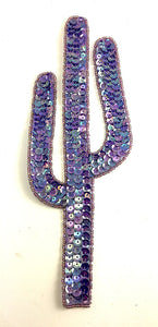 Cactus with Purple Sequins and Beads 9" x 3.25"