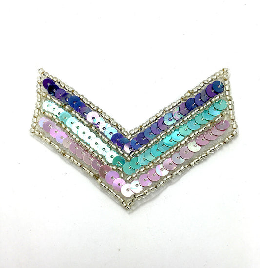 Southwest Chevron Symbol with Sequins and Beads 2" x 3"