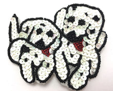 Load image into Gallery viewer, Dog Two Dalmatian Puppies with Black and White Sequins and Beads 3.25&quot; x 4&quot;