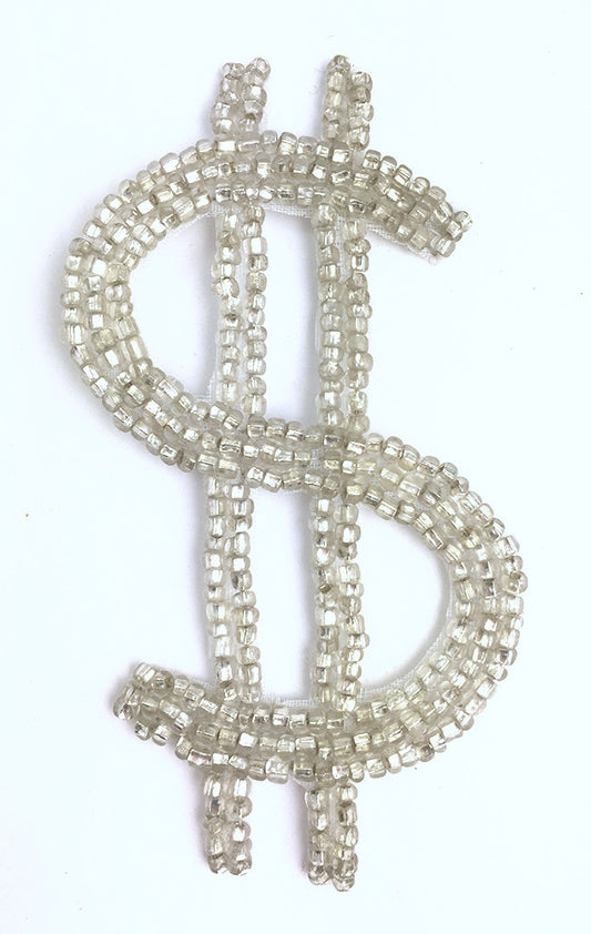 Dollar Sign with Silver Beads 4" x 2"