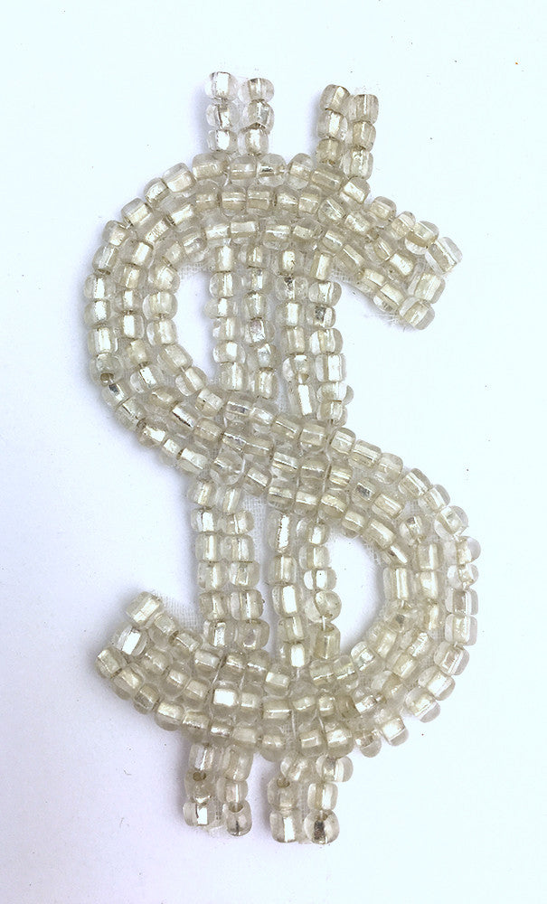 $ Sign, Silver beaded 3