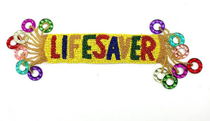 Candy Lifesaver Applique with Multi-Colored Beads 10" x 4"