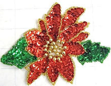 Load image into Gallery viewer, Poinsettia Red with Green 6&quot; x 4.5&quot;